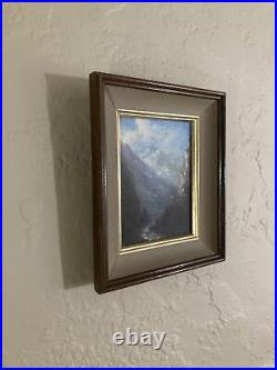 Vintage Original Small Gem Oil Miniature Painting -Mountain Landscape -Signed