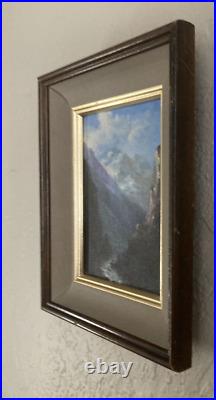 Vintage Original Small Gem Oil Miniature Painting -Mountain Landscape -Signed