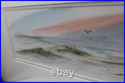 Vintage Original Watercolor Painting Beach Shore Line Signed Framed 1984