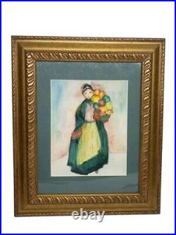 Vintage Original Watercolor Painting Double Sided Painting Signed