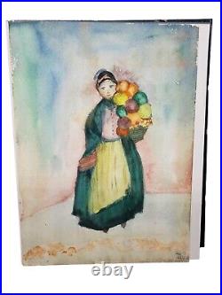 Vintage Original Watercolor Painting Double Sided Painting Signed