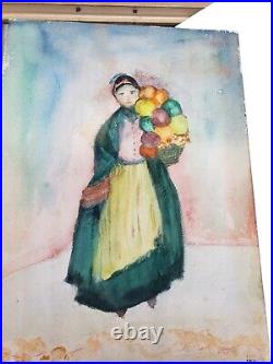 Vintage Original Watercolor Painting Double Sided Painting Signed
