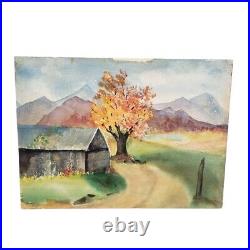 Vintage Original Watercolor Painting Double Sided Painting Signed