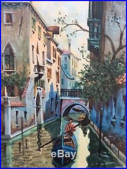 Vintage Original Watercolor Painting Venice Italy Signed Framed 8x10 Venetian