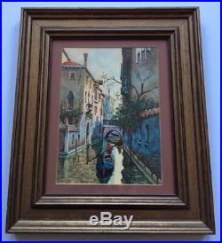 Vintage Original Watercolor Painting Venice Italy Signed Framed 8x10 Venetian