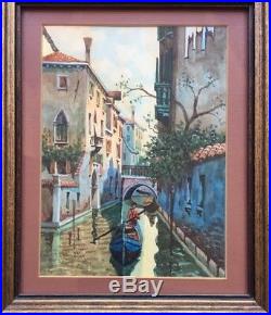 Vintage Original Watercolor Painting Venice Italy Signed Framed 8x10 Venetian