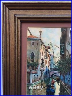 Vintage Original Watercolor Painting Venice Italy Signed Framed 8x10 Venetian