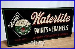 Vintage Original Watertite Paints & Enamels Tin Sign 1950