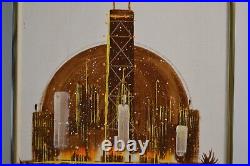 Vintage Oropeza MCM Cityscape Original Art Painting Signed Chicago Skyline