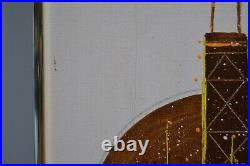 Vintage Oropeza MCM Cityscape Original Art Painting Signed Chicago Skyline
