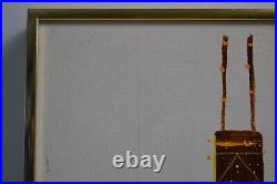 Vintage Oropeza MCM Cityscape Original Art Painting Signed Chicago Skyline