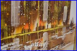 Vintage Oropeza MCM Cityscape Original Art Painting Signed Chicago Skyline