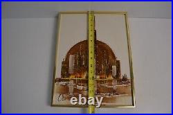 Vintage Oropeza MCM Cityscape Original Art Painting Signed Chicago Skyline