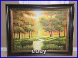 Vintage Oversized Oil Painting Autumn Landscape 46x58 Signed Baldwin Large