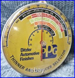Vintage PPG Paints Thinner & Reducer Selector Advertising Sign Thermometer