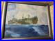 Vintage P Mezzanares US Navy Ship Oil Painting Signed And Framed