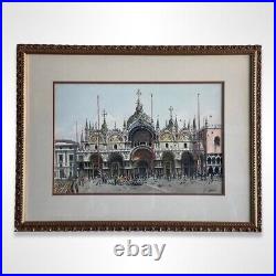 Vintage P. Vasco Italian Venetian Watercolor Painting Signed & Framed Original