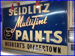 Vintage Paint Metal Sign Seidlitz Multitint Paint Neubert's Quakertown 70 x 46