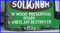 Vintage Paint Solignum wood Stain Preserving colour Enamel Porcelain London Sign