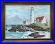 Vintage Paint by Numbers Portland Head Light Framed Signed 1969 Painting 28 ME