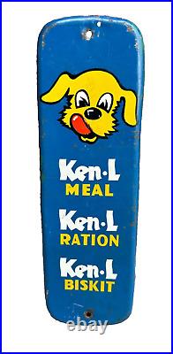 Vintage Painted Metal Ken-L Ration Advertising Door Push