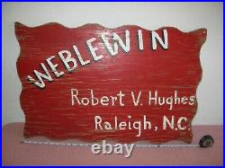 Vintage Painted Wood Trade Sign We-Blew-Inn 2-side Raleigh, NC Hotel 30 X 2 OLD