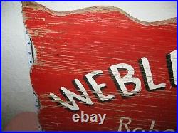 Vintage Painted Wood Trade Sign We-Blew-Inn 2-side Raleigh, NC Hotel 30 X 2 OLD