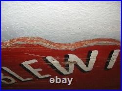 Vintage Painted Wood Trade Sign We-Blew-Inn 2-side Raleigh, NC Hotel 30 X 2 OLD