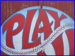 Vintage Painted Wooden Baseball Sign Play Ball Shipping Available