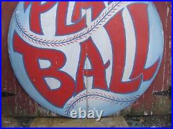 Vintage Painted Wooden Baseball Sign Play Ball Shipping Available