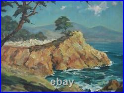 Vintage Painting 30 Inch Oil Early California Monterey Coast Landscape Antique