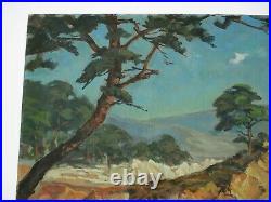 Vintage Painting 30 Inch Oil Early California Monterey Coast Landscape Antique