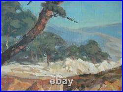 Vintage Painting 30 Inch Oil Early California Monterey Coast Landscape Antique