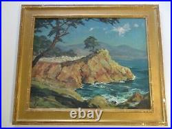 Vintage Painting 30 Inch Oil Early California Monterey Coast Landscape Antique