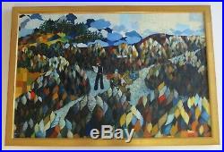 Vintage Painting Abstract Cubism Expressionism Large Mystery Artist 1970's Pop