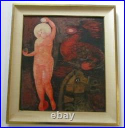 Vintage Painting Abstract Nude Expressionism Horse Cubist Cubism Massari 1960's