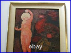 Vintage Painting Abstract Nude Expressionism Horse Cubist Cubism Massari 1960's
