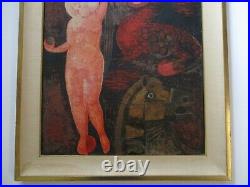 Vintage Painting Abstract Nude Expressionism Horse Cubist Cubism Massari 1960's