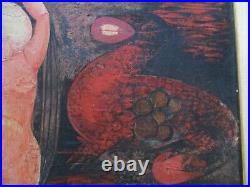 Vintage Painting Abstract Nude Expressionism Horse Cubist Cubism Massari 1960's