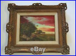 Vintage Painting By Raymond Bayless California American Regionalism Sunset Farm