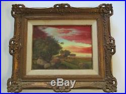 Vintage Painting By Raymond Bayless California American Regionalism Sunset Farm