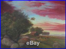 Vintage Painting By Raymond Bayless California American Regionalism Sunset Farm