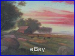 Vintage Painting By Raymond Bayless California American Regionalism Sunset Farm