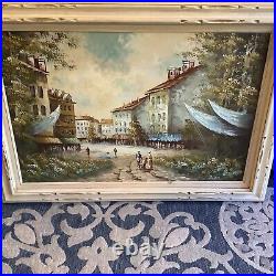Vintage Painting City Scene Custom Framed Collectible Artist Signed