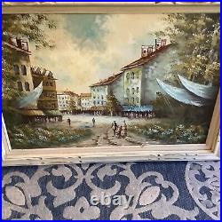 Vintage Painting City Scene Custom Framed Collectible Artist Signed