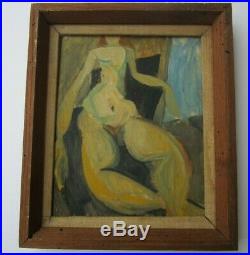 Vintage Painting Nude Expressionism Modernism Female Woman Model Oil Abstract