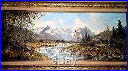 Vintage Painting Oil By Kurt Moser Wettersteingebirge Eastern Alps Zugspitze