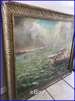 Vintage Painting Oil On Canvas By Peter H. Schuchard Signed & Framed Maritime