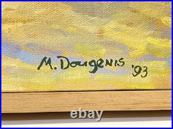 Vintage Painting On Canvas And Framed Signed M. Dougenis