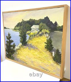 Vintage Painting On Canvas And Framed Signed M. Dougenis